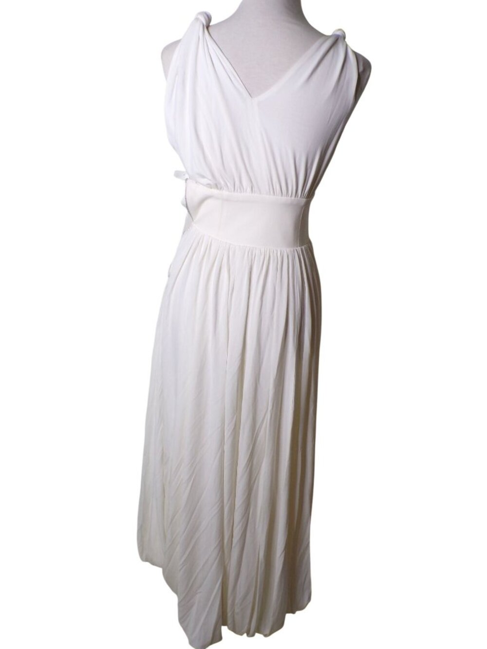🆕LA LIGNE Balloon Hemline Jersey Midi Dress Off-White X-Small - Picture 5 of 9